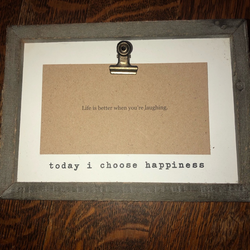 Mud Pie Gray and White Clip Frame with Quote
